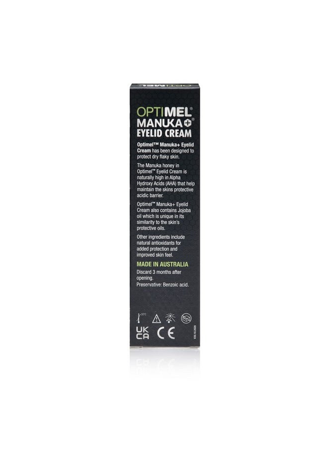 Optimel® Manuka+® Eyelid Cream, with Manuka Honey & Jojoba Oil, Restores Skin's Natural Structure, Soothes Flaky, Dry Skin - Ideal for Blepharitis, MGD, Seborrheic Dermatitis, Rosacea, & Eczema, 15g