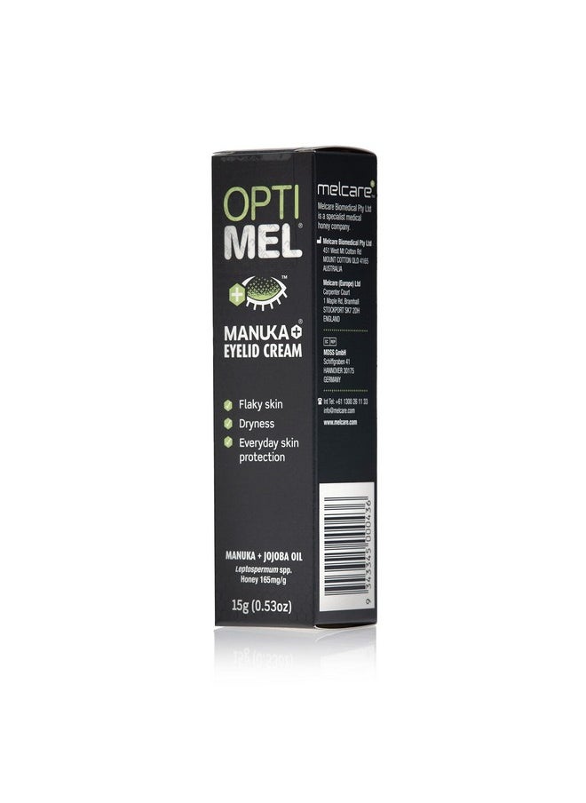 Optimel® Manuka+® Eyelid Cream, with Manuka Honey & Jojoba Oil, Restores Skin's Natural Structure, Soothes Flaky, Dry Skin - Ideal for Blepharitis, MGD, Seborrheic Dermatitis, Rosacea, & Eczema, 15g