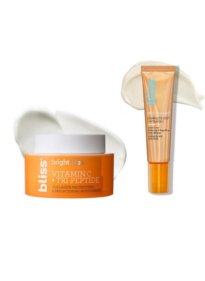 Bliss Get It Bright Duo - Bright Idea Vitamin C Moisturizer and Rest Assured Eye Cream - Brighten & Hydrate - Vegan, Clean, Cruelty-Free Skincare
