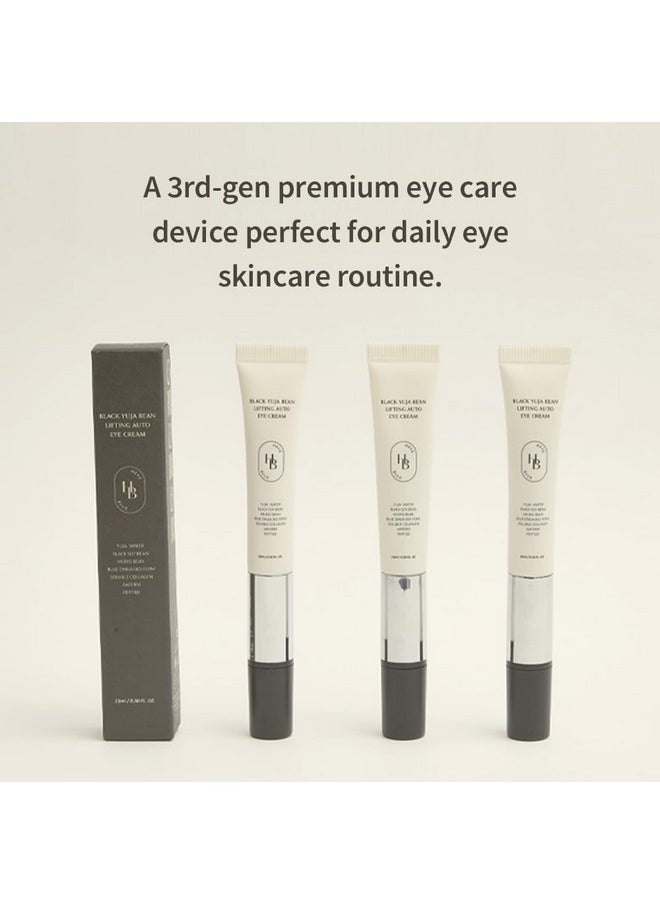 HEVEBLUE Black Yuja Bean Lifting Auto Eye Cream - Sensitive Skin, Vegan, Hypoallergenic, Korean Skincare, Wrinkle Care Device, Vibration Face Massage, Anti Aging, Collagen, Vibrating