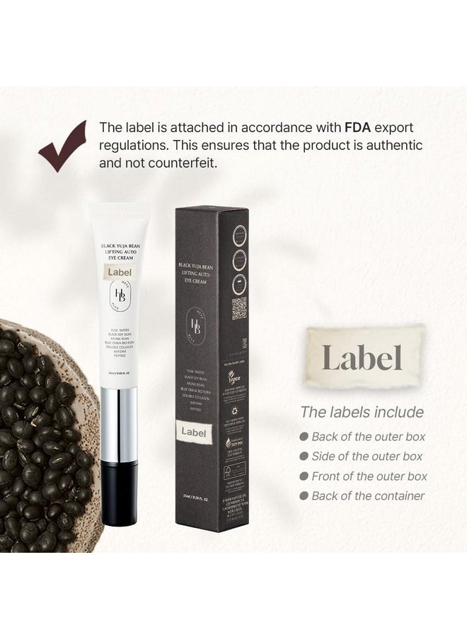 HEVEBLUE Black Yuja Bean Lifting Auto Eye Cream - Sensitive Skin, Vegan, Hypoallergenic, Korean Skincare, Wrinkle Care Device, Vibration Face Massage, Anti Aging, Collagen, Vibrating