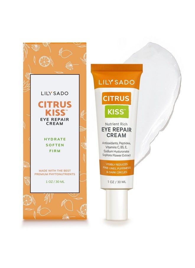 LILY SADO CITRUS KISS™ Eye Repair Cream - Antioxidant-Rich Natural Formula w/Peptides, Sodium Hyaluronate, and VITS C, B5 & E - Prevents Puffiness, Under-eye Wrinkles, Discoloration & Eye Bags - 1oz
