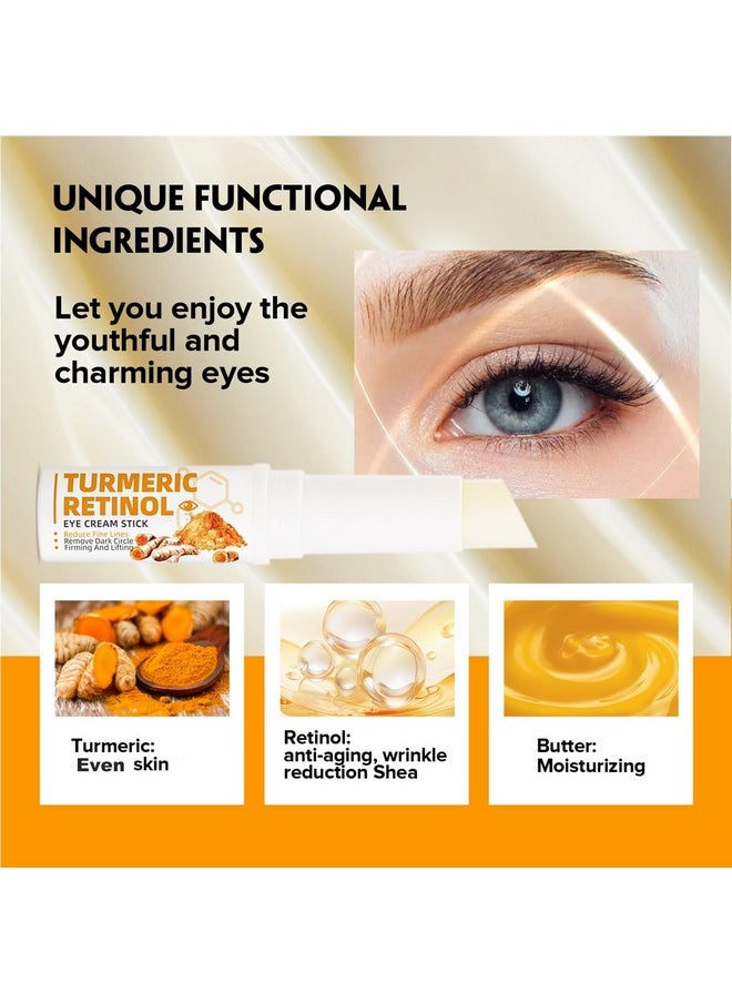 2 PCS Turmeric Retinol Eye Stick,Eye Balm Stick Hydrating for Dark Circle,Wrinkles,Visible Results in 3-4 Weeks,Anti Aging Under Eye,Retinol Eye Cream For Puffiness and Bags Reduces Fine Lines