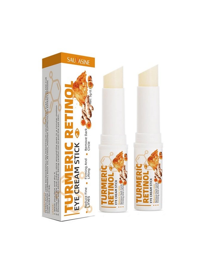 2 PCS Turmeric Retinol Eye Stick,Eye Balm Stick Hydrating for Dark Circle,Wrinkles,Visible Results in 3-4 Weeks,Anti Aging Under Eye,Retinol Eye Cream For Puffiness and Bags Reduces Fine Lines