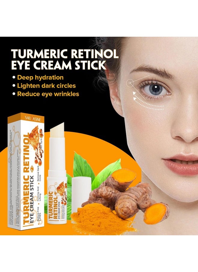 2 PCS Turmeric Retinol Eye Stick,Eye Balm Stick Hydrating for Dark Circle,Wrinkles,Visible Results in 3-4 Weeks,Anti Aging Under Eye,Retinol Eye Cream For Puffiness and Bags Reduces Fine Lines