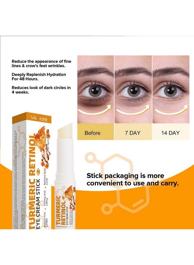 2 PCS Turmeric Retinol Eye Stick,Eye Balm Stick Hydrating for Dark Circle,Wrinkles,Visible Results in 3-4 Weeks,Anti Aging Under Eye,Retinol Eye Cream For Puffiness and Bags Reduces Fine Lines