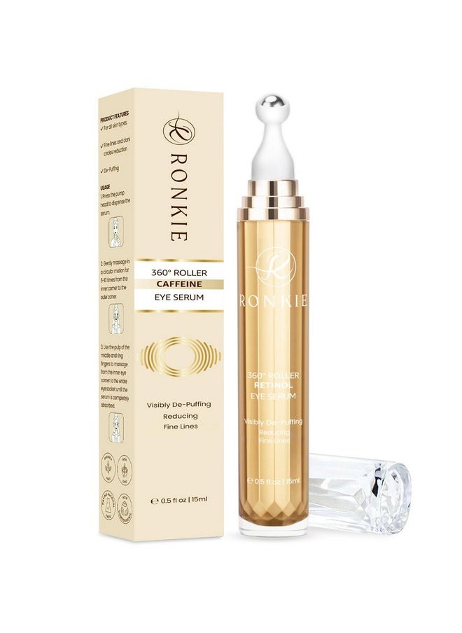 RONKIE Eye Cream Anti Aging: Under Eye Cream with Caffeine Retinol - Reduces Under Eye Bags and Fine Lines Gold