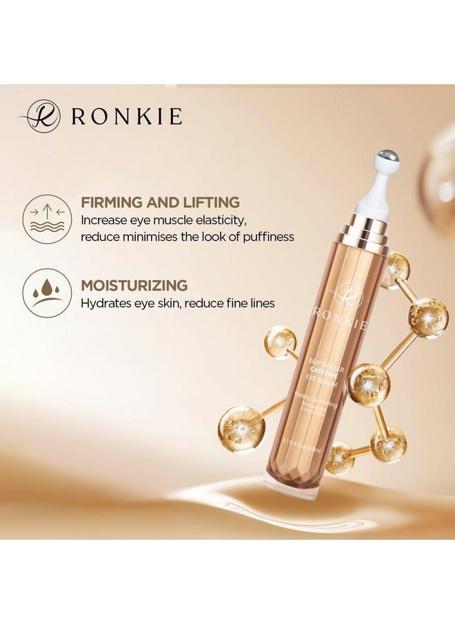 RONKIE Eye Cream Anti Aging: Under Eye Cream with Caffeine Retinol - Reduces Under Eye Bags and Fine Lines Gold
