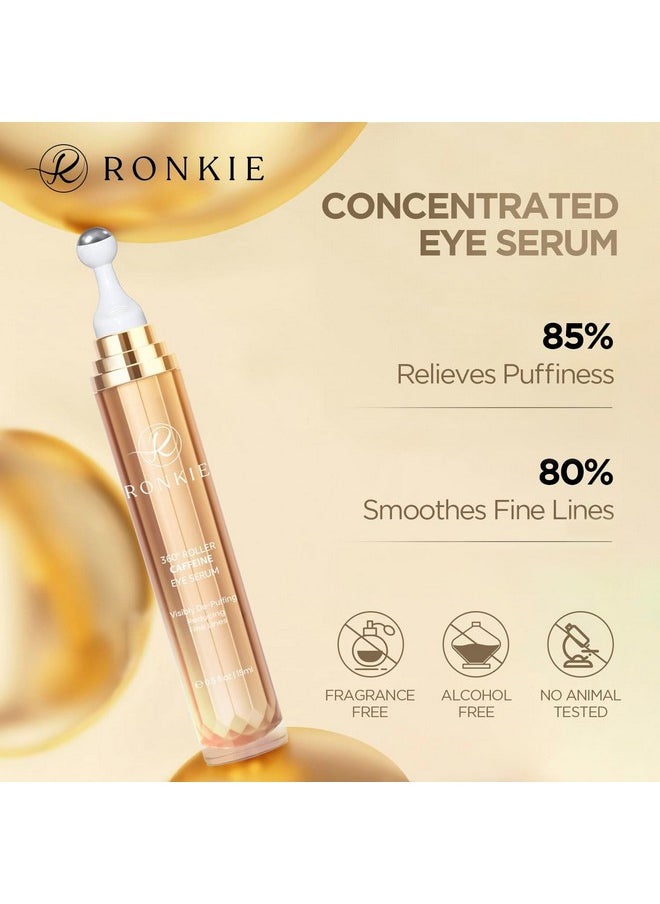 RONKIE Eye Cream Anti Aging: Under Eye Cream with Caffeine Retinol - Reduces Under Eye Bags and Fine Lines Gold