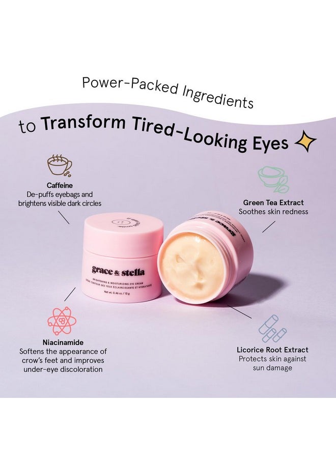 Grace & Stella Under Eye Cream - Caffeine Anti Aging & Brightening - Dark Circles, Wrinkles, Puffiness & Bags - Made in USA, Vegan (0.46 oz/13 g)