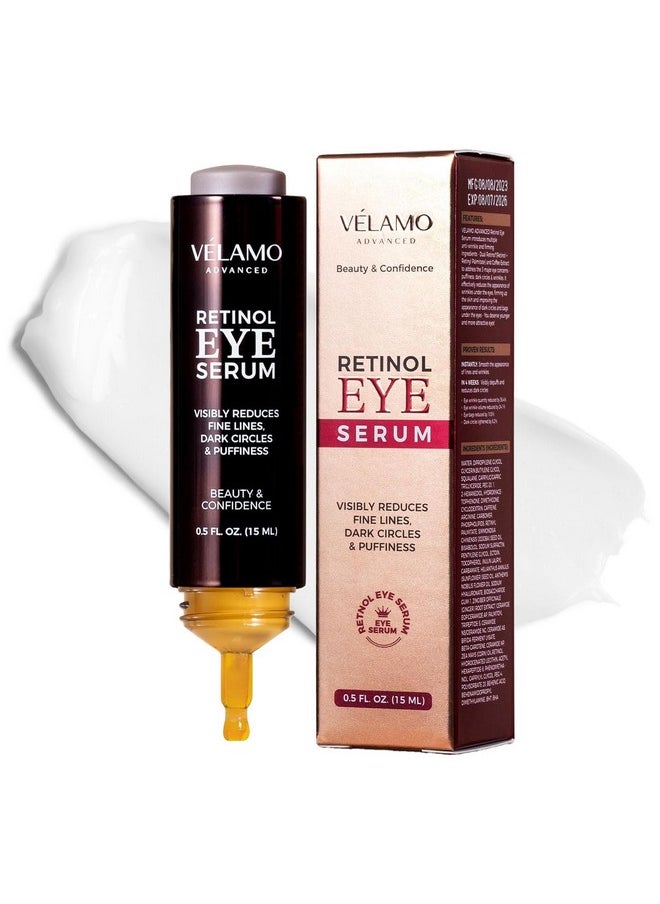 Retinol Eye Cream Anti Aging: Under Eye Cream for Dark Circles Puffiness Eye Bags - Help Reduce Appearance of Wrinkles Fine Lines - with Caffeine Peptides Hyaluronic Acid Ceramides 0.5 FL OZ/15mL