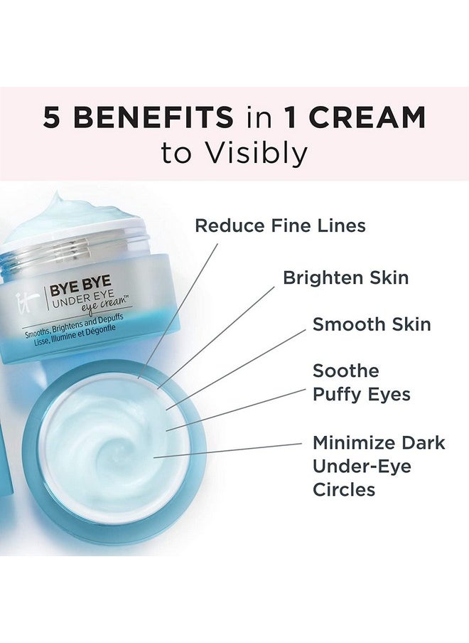 IT Cosmetics Bye Bye Under Eye Eye Cream - Hydrating, Quick-Absorbing Formula - Smooths The Look Of Fine Lines & Wrinkles, Visibly Brightens Dark Circles - With Hyaluronic Acid - 0.5 Fl Oz
