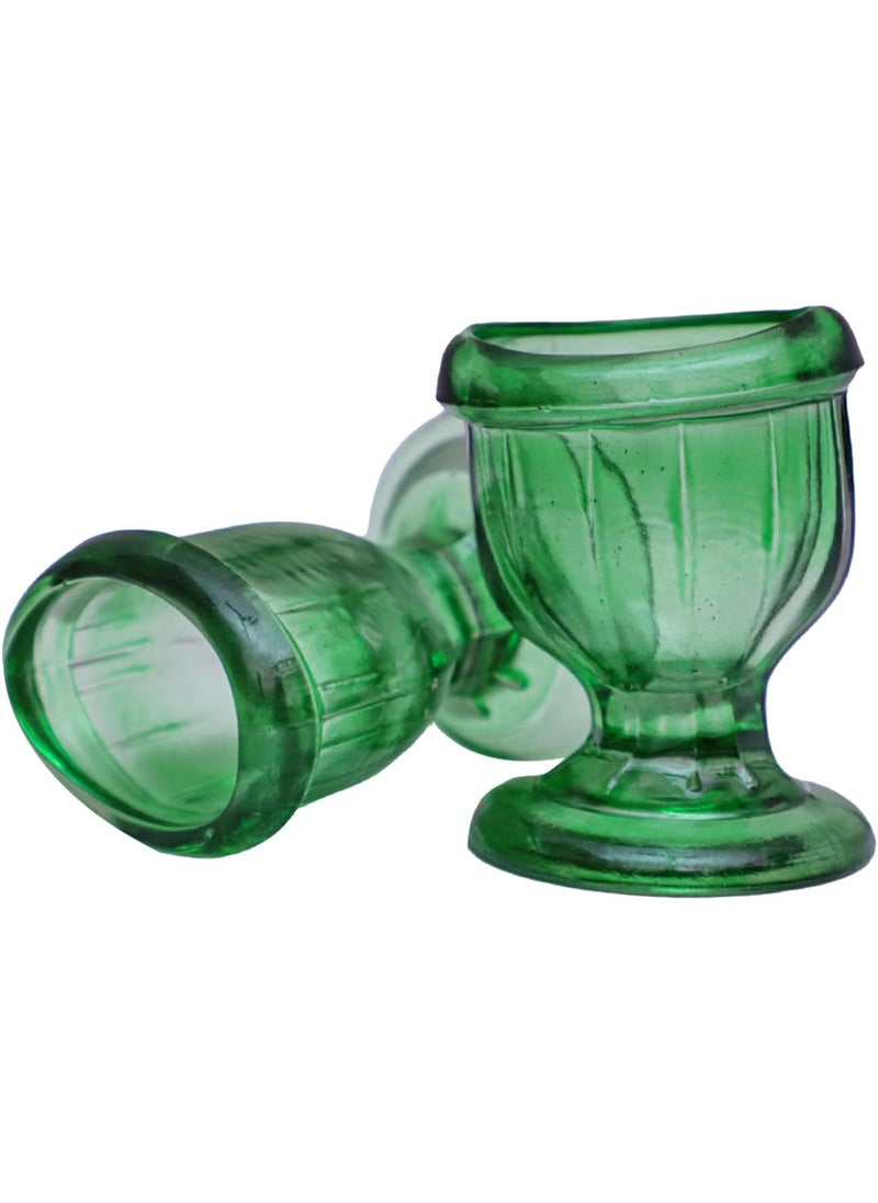 Glass Eye Wash Cup for Keep Your Eyes Clean and Healthy  Soothing Relief from Allergens Irritants Makeup Dust Dry Eyes  Eye Shaped Rim Snug Fit Set of 2 Light Green
