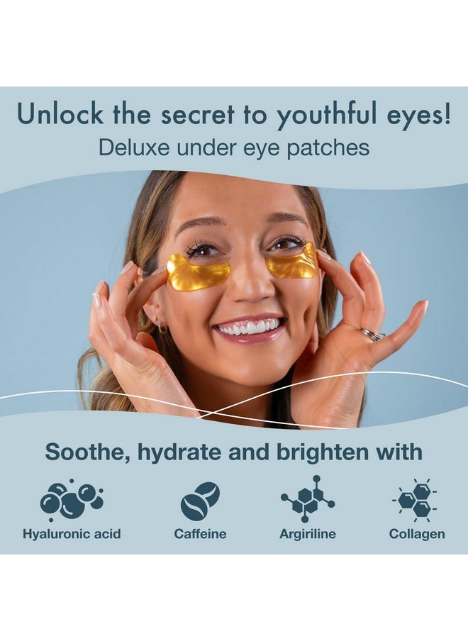 Blue Oasis Under Eye Patches for Puffy Eyes and Dark Circles - 20 Pairs Brightening 24K Gold Eye Mask, Hyaluronic Acid and Collagen Eye Care Gel Pads, Relaxing Self Care and Home Spa Gifts for Women