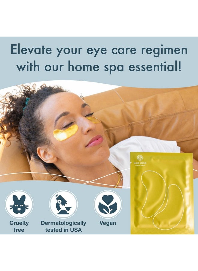 Blue Oasis Under Eye Patches for Puffy Eyes and Dark Circles - 20 Pairs Brightening 24K Gold Eye Mask, Hyaluronic Acid and Collagen Eye Care Gel Pads, Relaxing Self Care and Home Spa Gifts for Women
