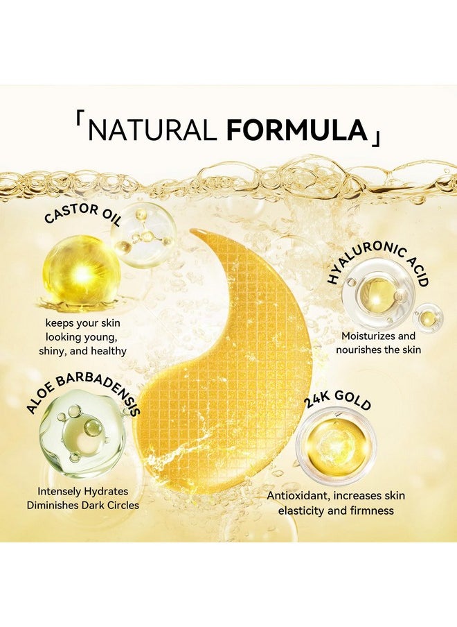 BREYLEE 24K Gold Eye Masks - 60 Pcs, Retinol & Caffeine Under Eye Patches for Reduce Fine Lines & Wrinkles, Puffy Eyes and Dark Circles Treatments, Improve and Firm Eye Skin