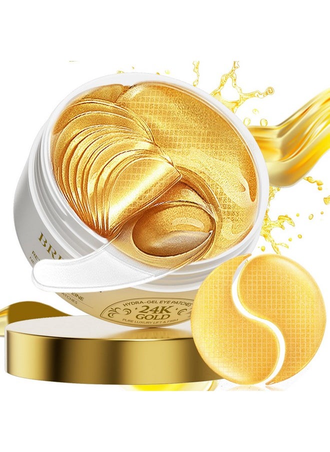 BREYLEE 24K Gold Eye Masks - 60 Pcs, Retinol & Caffeine Under Eye Patches for Reduce Fine Lines & Wrinkles, Puffy Eyes and Dark Circles Treatments, Improve and Firm Eye Skin