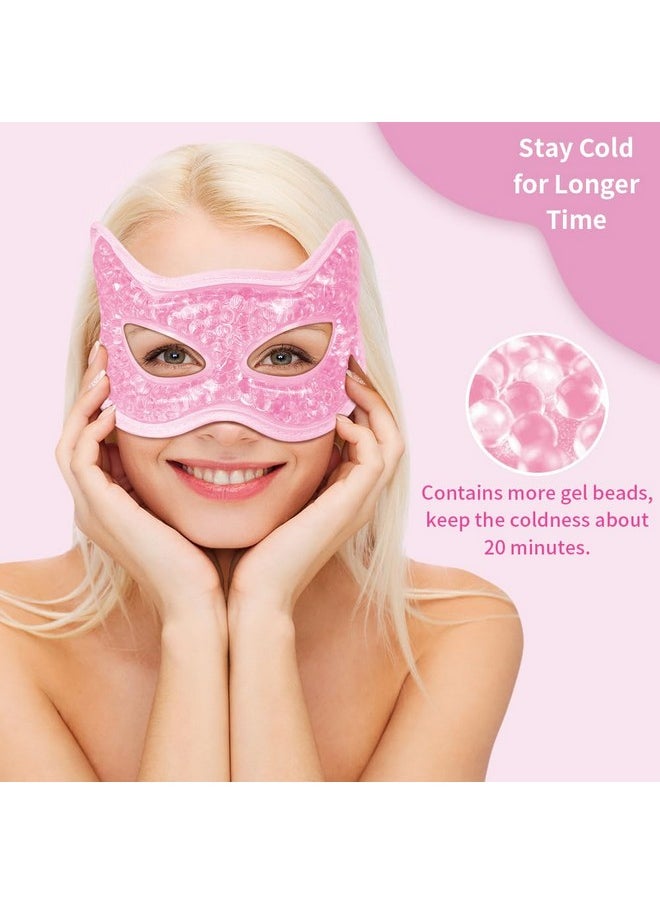 CONBELLA Cooling Eye Mask, Gel Eye Mask Hot Cold Use, Cold Eye Mask for Puffy Eyes, Dry Eyes, Headaches, Migraines, Sinus, Dark Circles (2 pink)