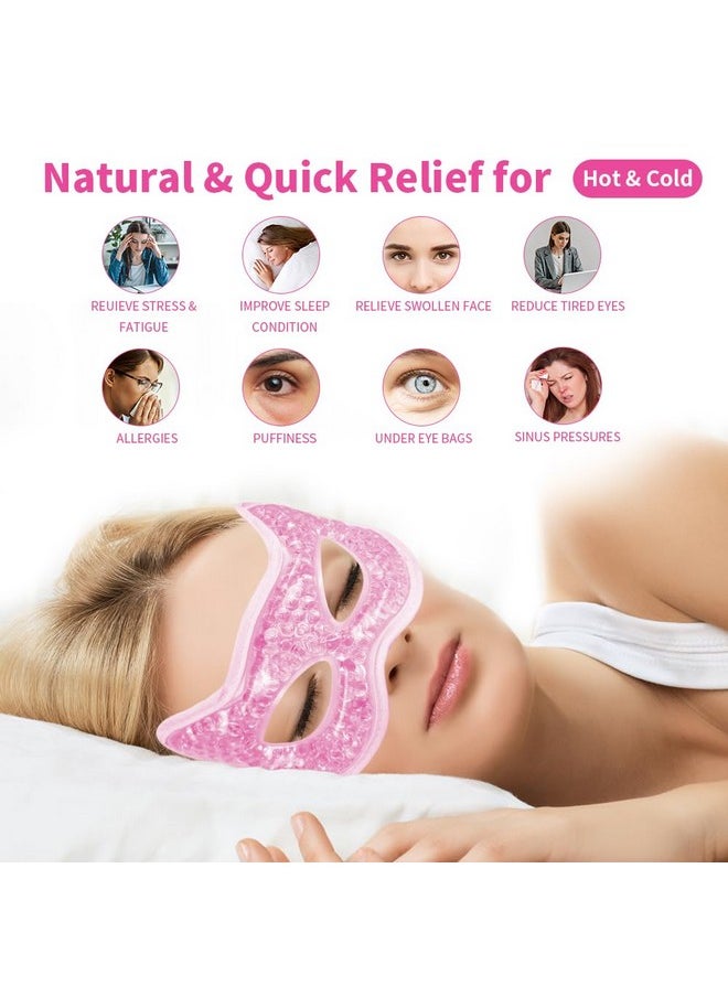 CONBELLA Cooling Eye Mask, Gel Eye Mask Hot Cold Use, Cold Eye Mask for Puffy Eyes, Dry Eyes, Headaches, Migraines, Sinus, Dark Circles (2 pink)
