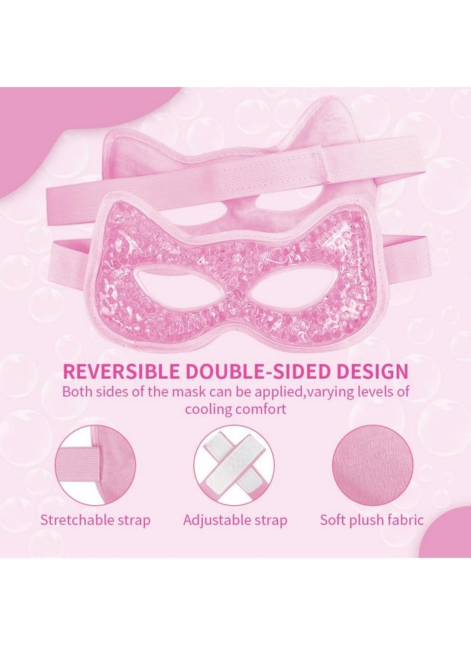CONBELLA Cooling Eye Mask, Gel Eye Mask Hot Cold Use, Cold Eye Mask for Puffy Eyes, Dry Eyes, Headaches, Migraines, Sinus, Dark Circles (2 pink)