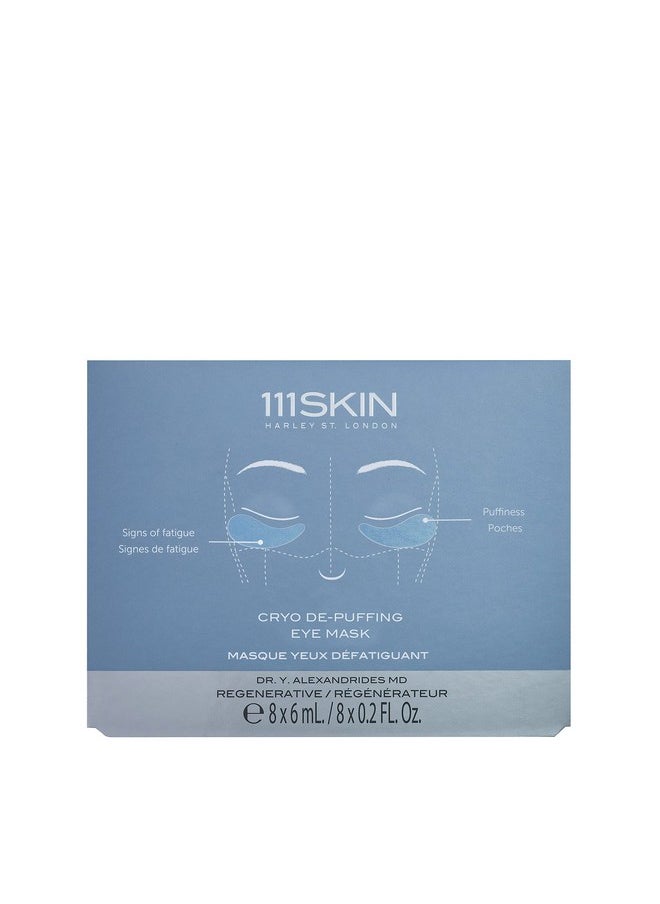 111SKIN Cryo De-Puffing Eye Mask, Hydrating Under Eye Patches for Puffy Eyes & Dark Circles with Seaweed Extract, Vit E & Peptide Complex, Nourishing Formula for Fine Lines & Puffiness, 8 Pairs, Blue