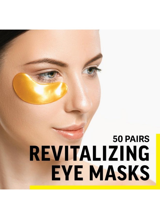 Zest 50 Pairs 24k Gold Gel Crystal Collagen Eye Mask - Under Eye Pads for Moisturizing, Reducing Fine Lines, Dark Circles & Puffy Eyes Patch for Women and Men