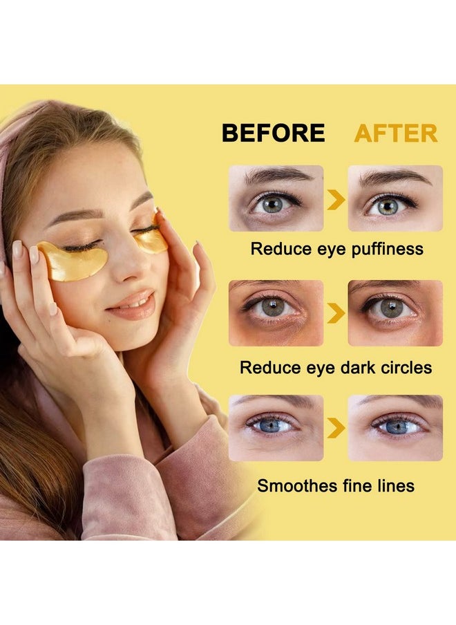 YMEYFAN 24K Gold Under Eye Patches, 100 Pairs Gold Collagen Under Eye Mask Skincare for Puffiness Eyes Dark Circles Treatments, Rreduce Wrinkles Fine Lines Firm Skin, Spa Salon Estheticians Supplies