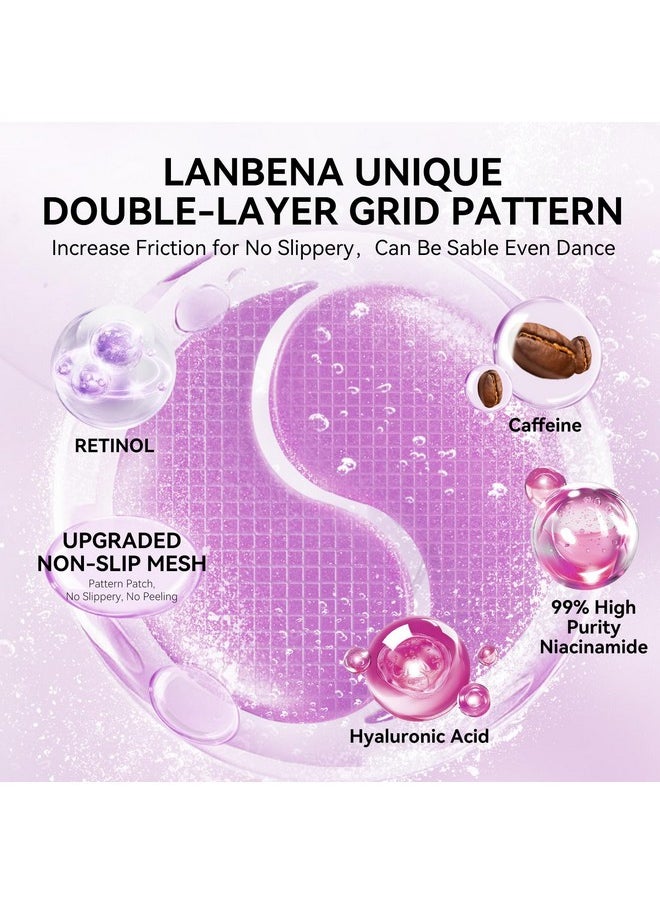 LANBENA Retinol Under Eye Patches for Dark Circles and Puffy Eyes, Cooling Eye Masks for Eye Bags, Fine Lines & Wrinkles Reduce, Anti-Aging, Hydra-Gel Collagen-30 Pairs
