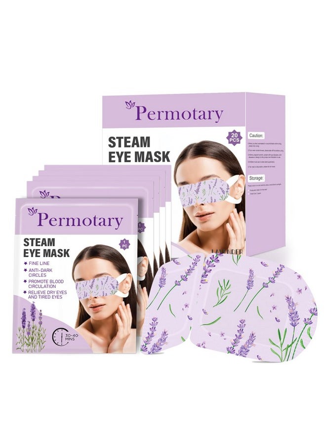Permotary 20 Packs Steam Eye Mask, Heated Eye Mask Lavender Disposable Warm Compress Patches, Self Heating Eye Masks, Comfortable and Relax Sleep Mask, Relief Eye Fatigue, Spa Gifts, Travel Essentials
