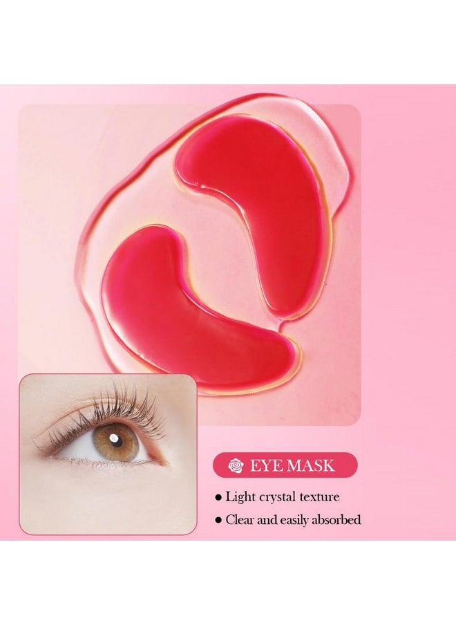 10 Pair Under Eye Mask & 10 Pair Lip Mask Skincare Set, Rose Pink Lip Patches & Under Eye Patches for Puffy Eyes, Dark Circles, Dry Lips Lines, Deep Hydrating Moisturizing, Gifts for Mom Women