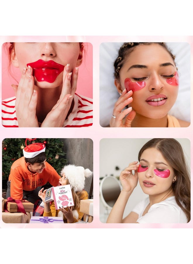 10 Pair Under Eye Mask & 10 Pair Lip Mask Skincare Set, Rose Pink Lip Patches & Under Eye Patches for Puffy Eyes, Dark Circles, Dry Lips Lines, Deep Hydrating Moisturizing, Gifts for Mom Women