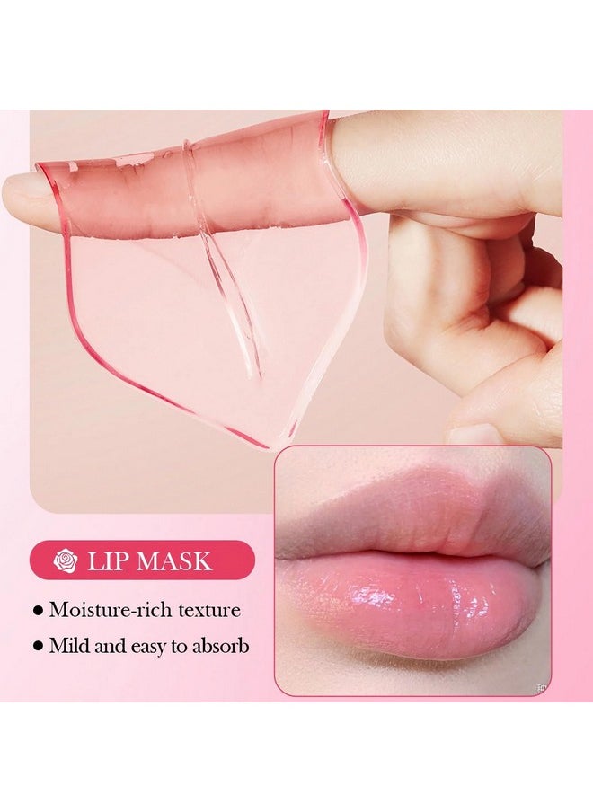 10 Pair Under Eye Mask & 10 Pair Lip Mask Skincare Set, Rose Pink Lip Patches & Under Eye Patches for Puffy Eyes, Dark Circles, Dry Lips Lines, Deep Hydrating Moisturizing, Gifts for Mom Women
