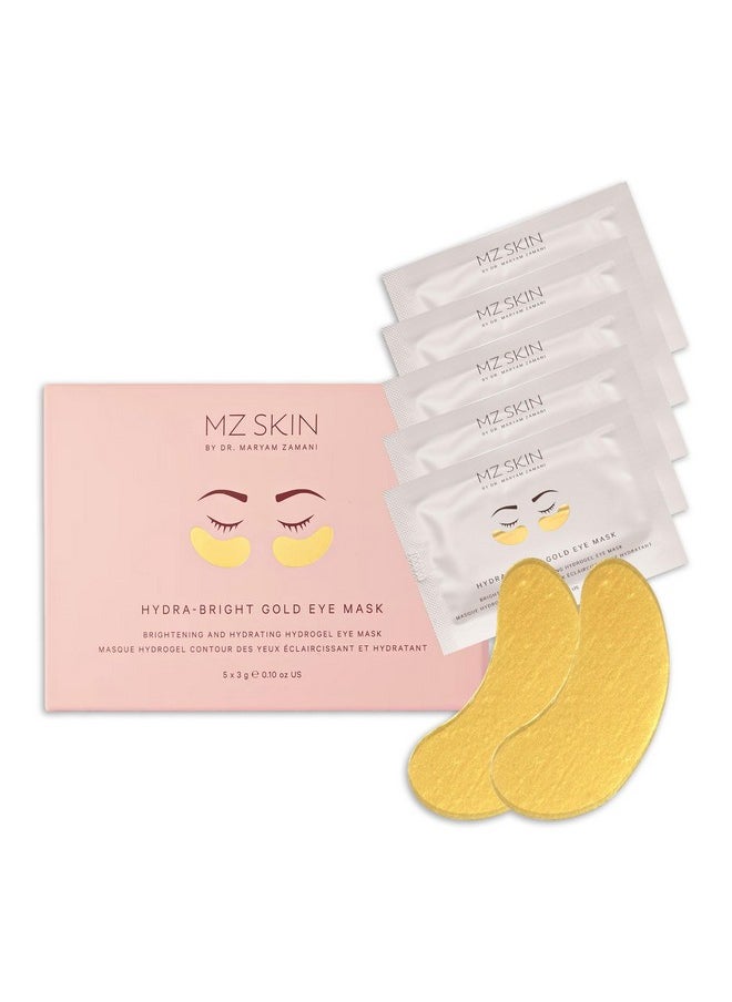 MZ SKIN Hydra-Bright Gold Eye Mask, Collagen-Infused Hydrogel Treatment for Puffiness, Dark Circles, and Fine Lines, With Niacinamide, Hyaluronic Acid & Gold Nano Particles, Fragrance Free, 5-Pack