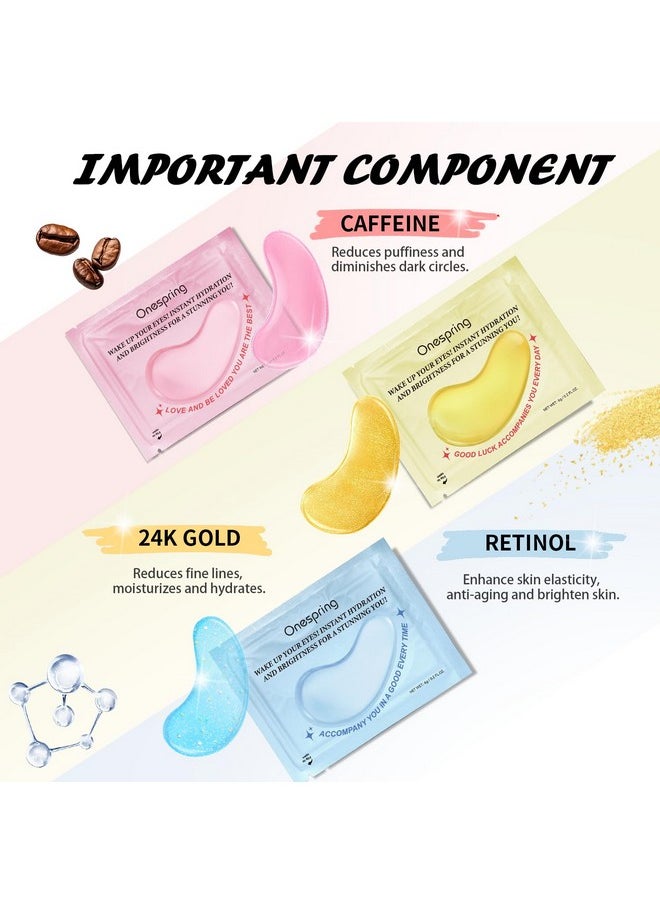 Onespring Eye Masks (24 Pairs) - Gifts for Her - Caffeine, 24K Gold and Retinol Under Eye Patches for Puffy Eyes, Dark Circles & Fine Lines, Bachelorette Party Favors, Birthday, Bridesmaid Gifts