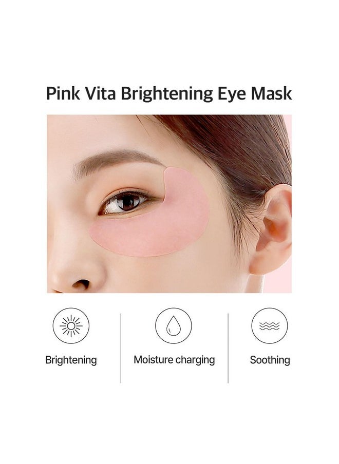 Pink Vita Brightening Eye Mask 60 Pieces (30pairs) - Rose and Vitamin B Eye Patch, Soft Bamboo Sheet Mask, Evens Skin Tone, Rose Extract, Vitamin Tree Extract, Radish Extract, Beet Root Extract