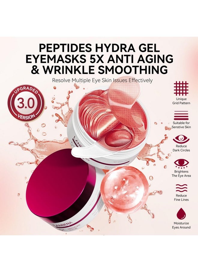 LANBENA Peptides Hydra-Gel Eye Patches for Dark Circles and Puffy Eyes, Reduce Under Eye Bags and Smooth Wrinkles, Anti-Aging, Eye Skin Care Pads With Soluble Collagen and Peptides-30 Pairs
