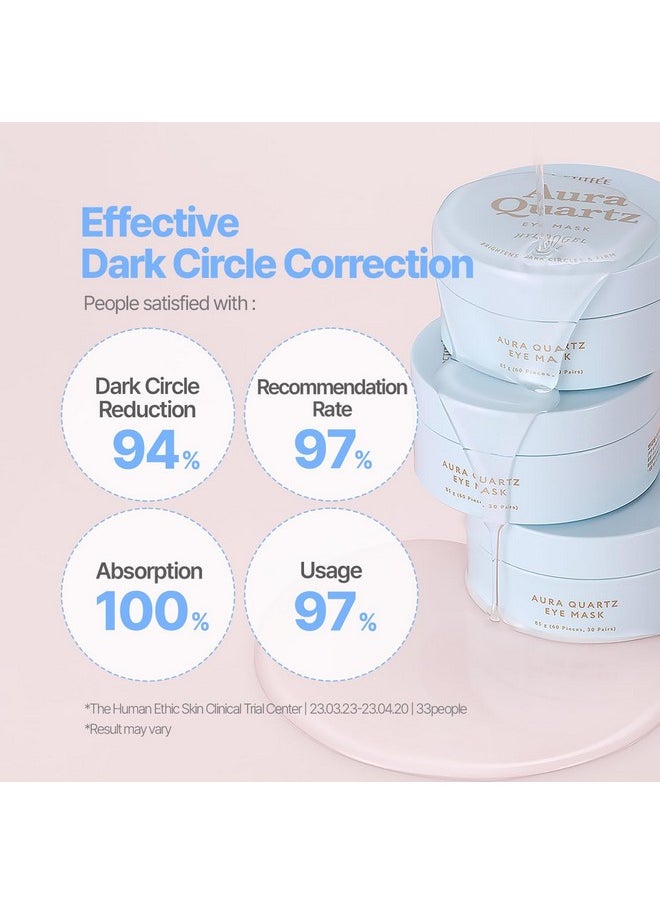 PETITFEE Aura Quartz Hydrogel Eye Mask Blue 60 pcs (30 pairs) - Eye Patch for Dark Circles, Brightens Under Eyes, Glutathione, Ascorbic Acid, Puffy Eye Bags, Cooling, Firms Eye Area, Intense Hydration