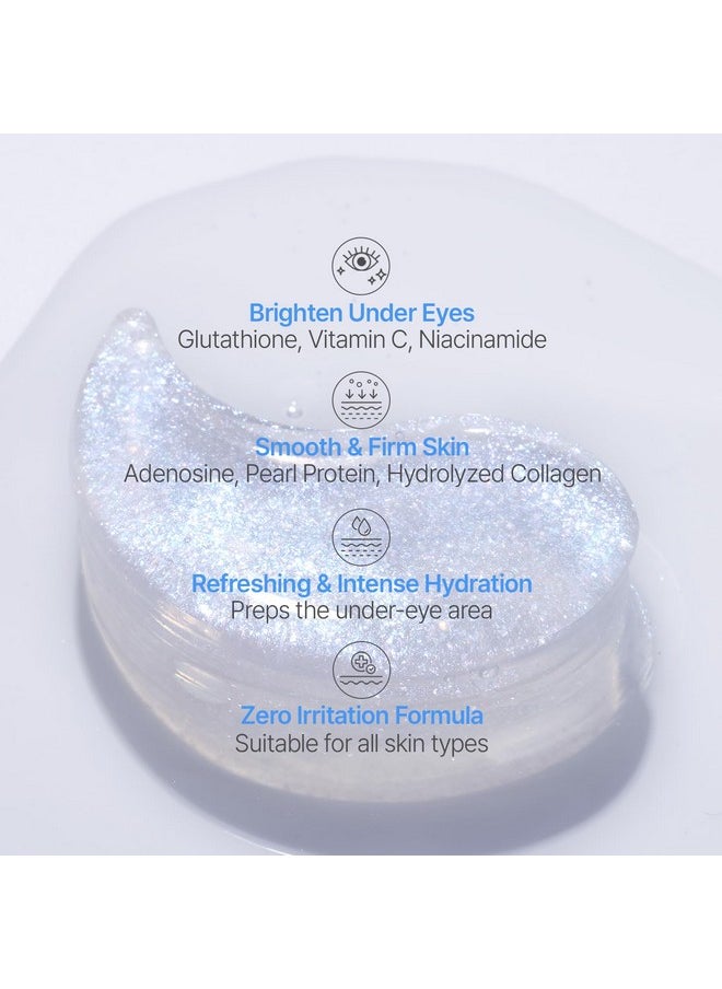 PETITFEE Aura Quartz Hydrogel Eye Mask Blue 60 pcs (30 pairs) - Eye Patch for Dark Circles, Brightens Under Eyes, Glutathione, Ascorbic Acid, Puffy Eye Bags, Cooling, Firms Eye Area, Intense Hydration
