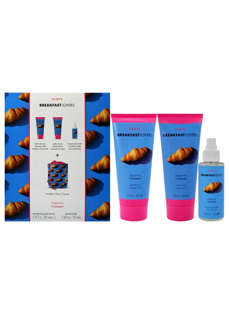 Pupa Milano Breakfast Lovers Set, Croissant, 4 Pc - Moisturizing Body Lotion - Hydrating Body Wash - Body Mist - For Soft Skin - Skin Care Gift Set