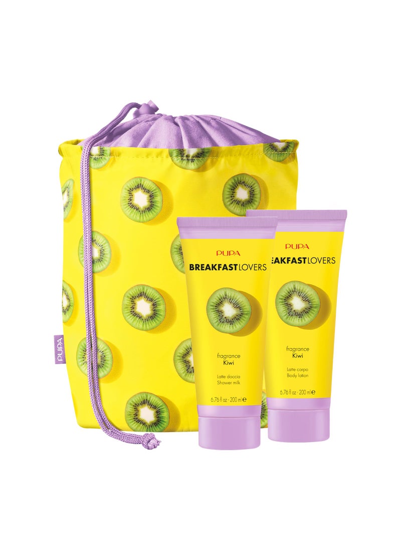 Pupa Milano Breakfast Lovers Set, Kiwi, 3 Pc - Body Wash and Lotion - Moisturizing Body Lotion - Hydrating Body Wash - Skin Care Gift Set