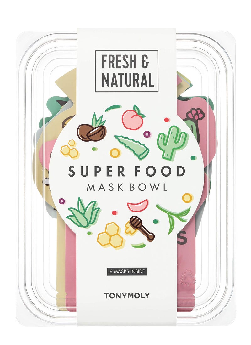 TONYMOLY Super Food Bowl Face Sheet Mask, Korean Sheet Mask Set, Easter Basket Stuffer, Replenish & Hydrate Skin, 0.74 oz