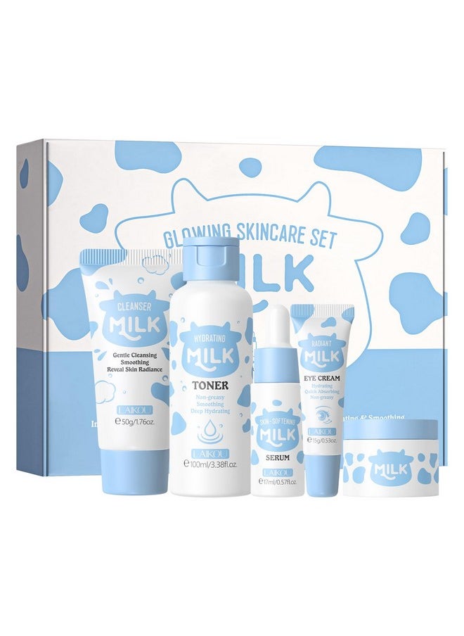 LAIKOU Skin Care Set, Skin Care Routine Kit for Women, Skincare Gift Set, Travel Size Toiletries with Milk Cleanser, Toner, Serum, Eye Cream, Face Cream Mother's Day Christmas Birthday Daughter Wife