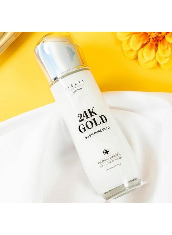 Jigott Signature 24K Gold Essential Skin Care 3 Set Toner, Emulsion, Cream Set (24K Gold)