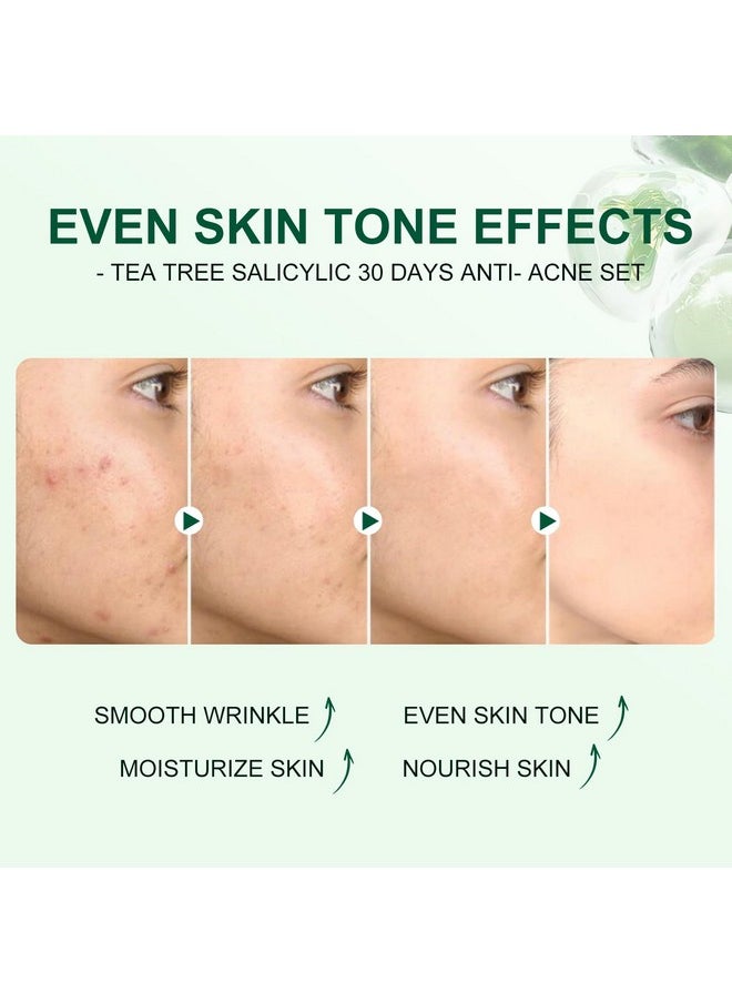 Skincare Mini Kit, Tea Tree Skin Care Sets & Kits, Acne Skincare Set Gifts, Anti Acne Facial Kit Gifts for Women,Cleanser, Toner, Serum, Cream,Oil Control Facial Kit, Airplane Friendly Sizes