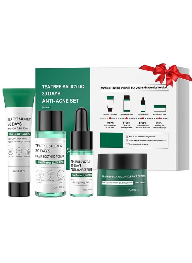 Skincare Mini Kit, Tea Tree Skin Care Sets & Kits, Acne Skincare Set Gifts, Anti Acne Facial Kit Gifts for Women,Cleanser, Toner, Serum, Cream,Oil Control Facial Kit, Airplane Friendly Sizes