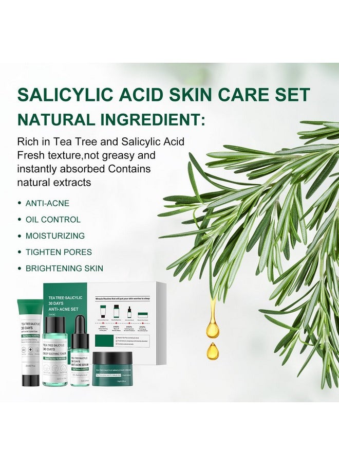 Skincare Mini Kit, Tea Tree Skin Care Sets & Kits, Acne Skincare Set Gifts, Anti Acne Facial Kit Gifts for Women,Cleanser, Toner, Serum, Cream,Oil Control Facial Kit, Airplane Friendly Sizes