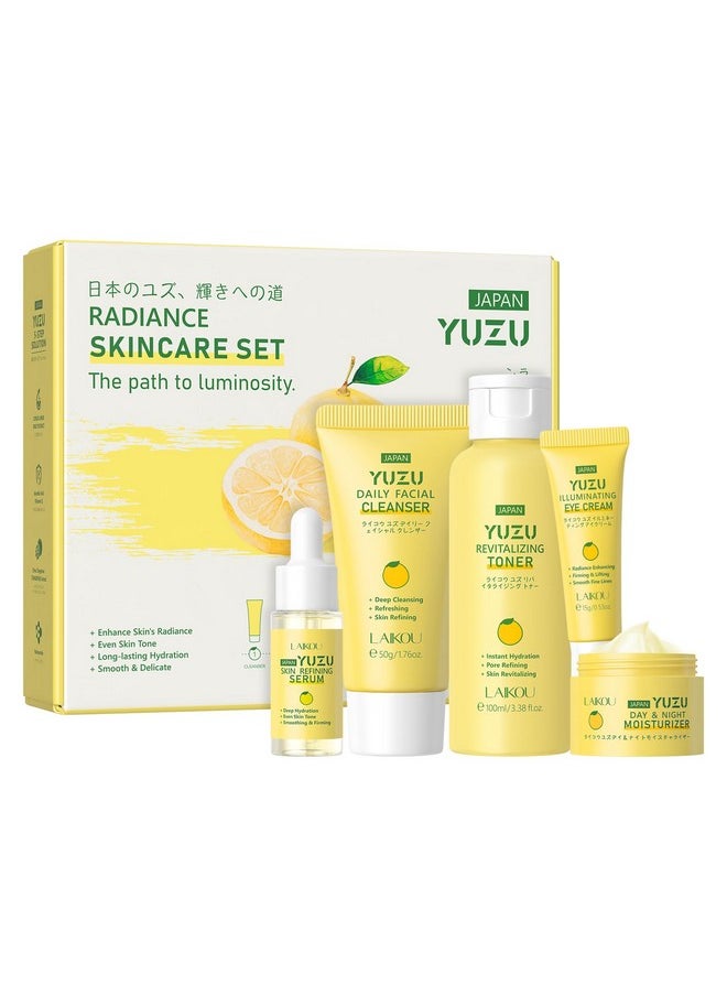 LAIKOU Skin Care Set, Gifts for Women, Skin Care Routine Kit for Women, Skincare Gift Set with YUZU Cleanser, Toner, Serum, Eye Cream, Face Cream Mother's Day Christmas Birthday Daughter Wife