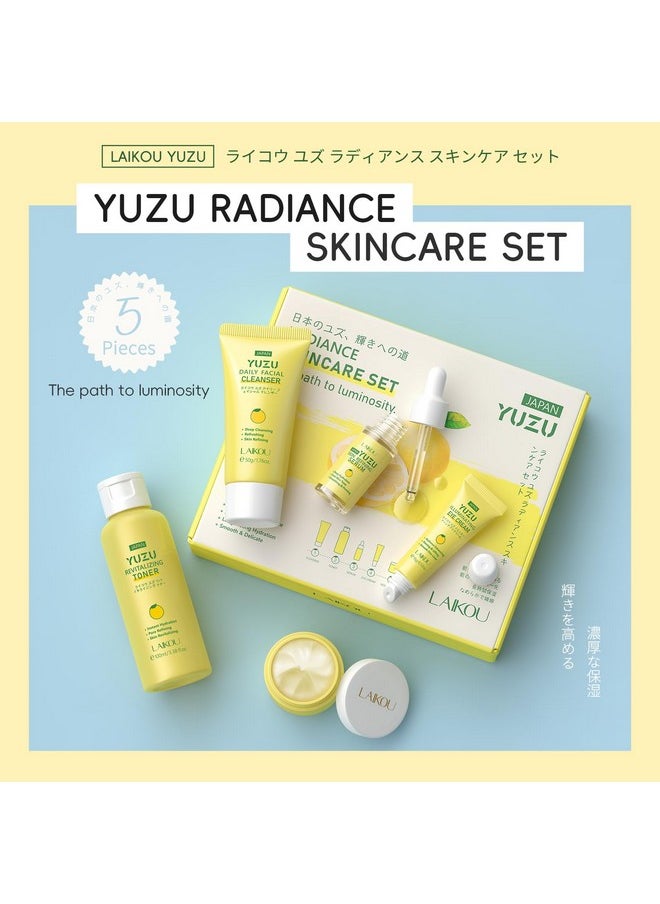LAIKOU Skin Care Set, Gifts for Women, Skin Care Routine Kit for Women, Skincare Gift Set with YUZU Cleanser, Toner, Serum, Eye Cream, Face Cream Mother's Day Christmas Birthday Daughter Wife