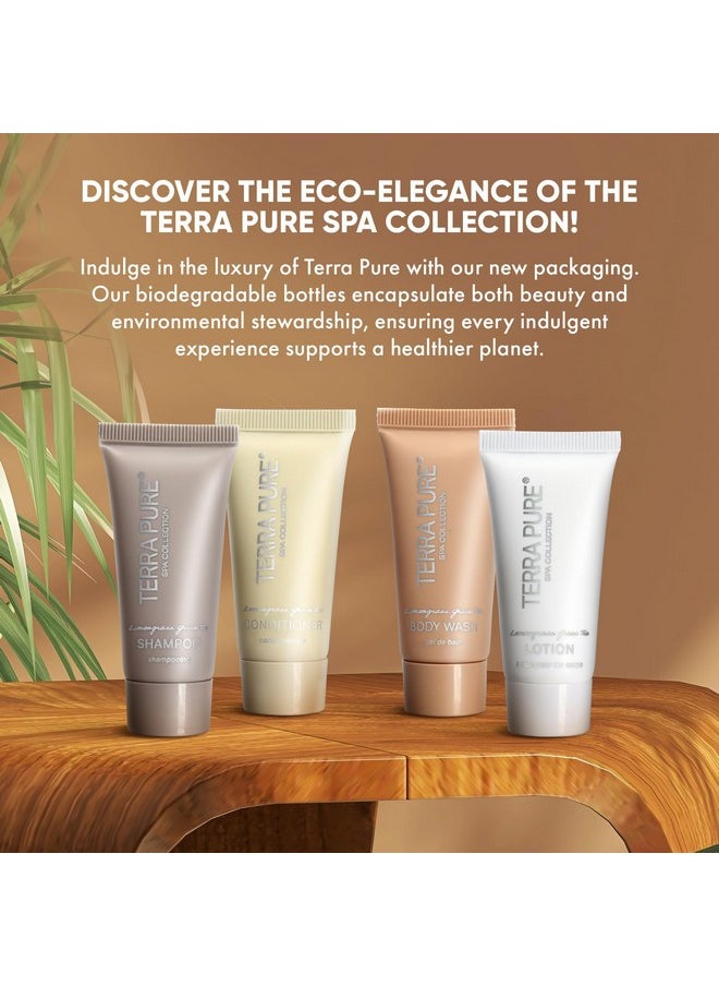 Terra Pure Spa Collection Bulk Set Toiletries | 1-Shoppe Amenities Kit for Hotels & Vacation Rentals | 0.85 oz Shampoo, Conditioner, Body Wash & Lotion | 80 Pieces