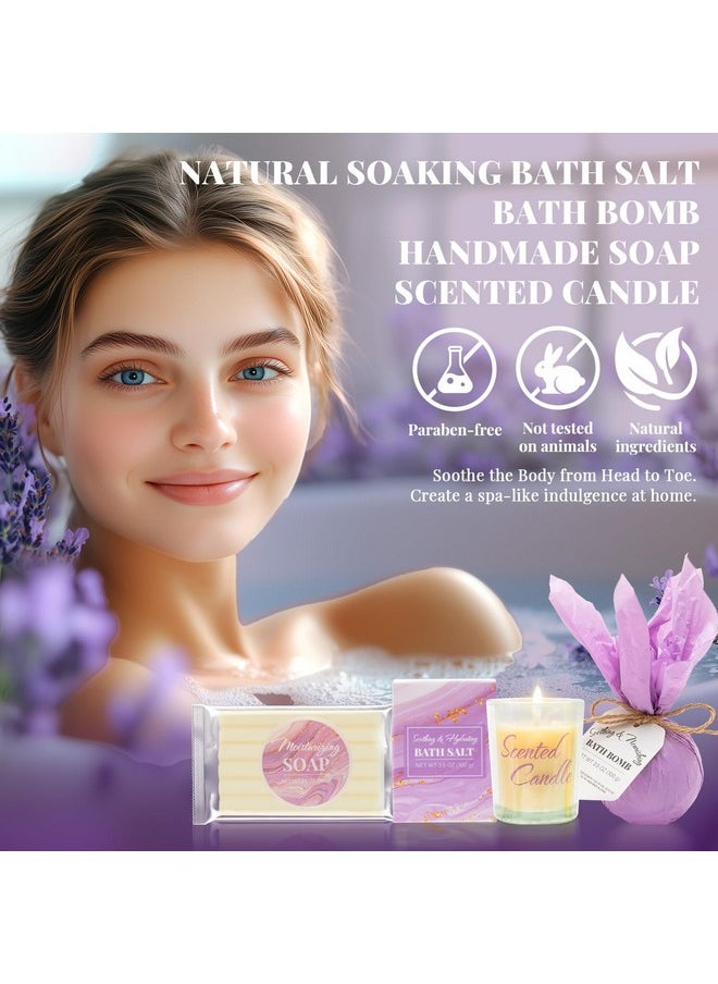 Bath Sets for Women BODY & EARTH Gifts Baskets for Women 8pcs Lavender Bath and Body Sets with 20oz Vacuum Insulated Tumbler Birthday Mothers Day Gifts